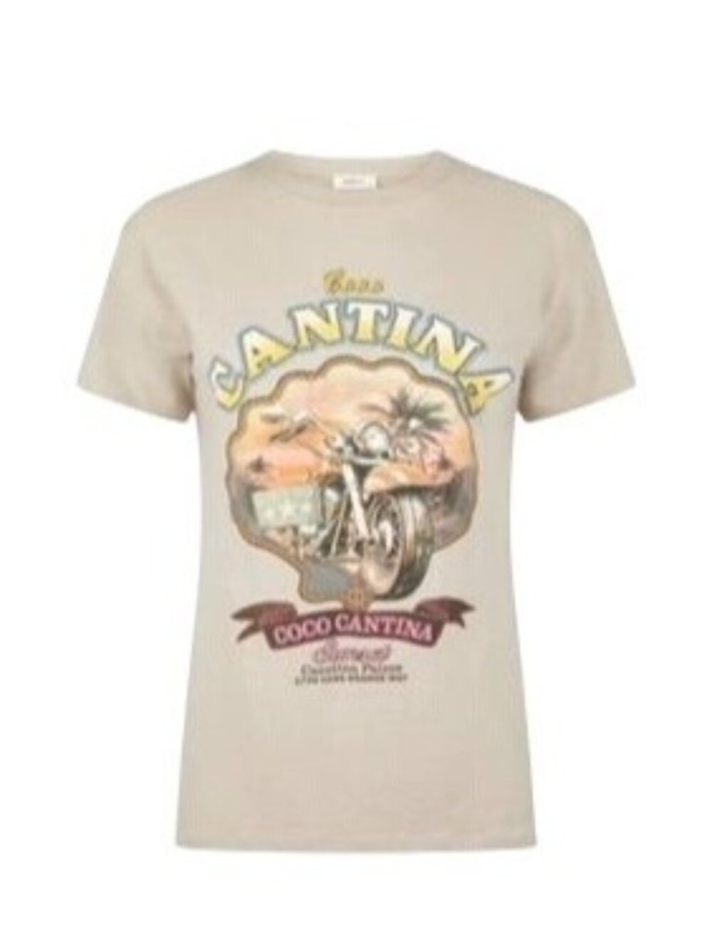 Spell NWT Coco Cantina Biker Tee Graphic Organic Cotton Beige S - Picture 7 of 10